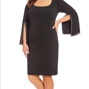 Calvin Klein Embellished Split Sleeve Sheath Dress